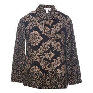 Coldwater Creek Floral Brocade Tapestry Jacket Black Gold Size 14